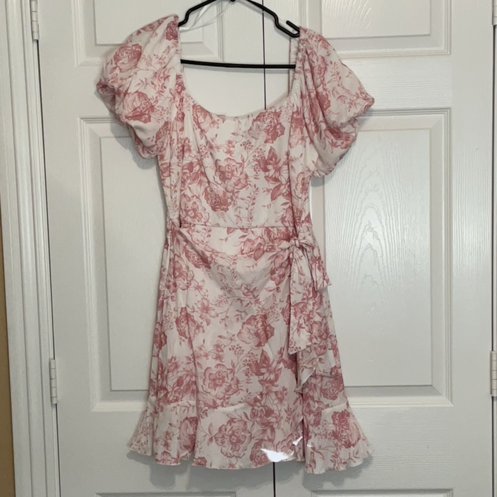 Pink Floral Wrap Dress